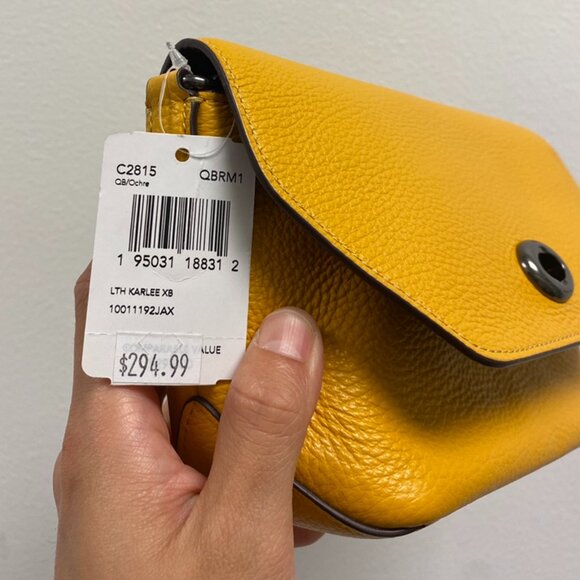 Coach C2815 Karlee Crossbody Bag Refined Pebble Leather, Ochre Yellow - Picture 4 of 6